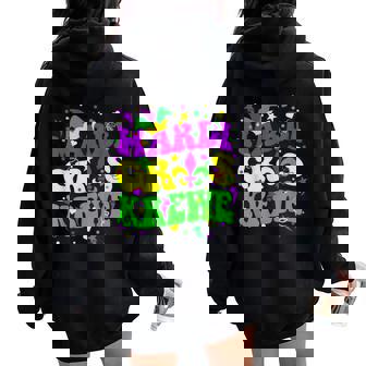 Mardi Gras Krewe New Orleans Party Retro Groovy Style Women Oversized Hoodie Back Print - Monsterry