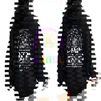 Mardi Gras Teacher Fifth Grade Krewe Rainbow Leopard Nola Women Oversized Hoodie Back Print - Monsterry