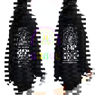 Mardi Gras Teacher Sixth Grade Krewe Rainbow Leopard Nola Women Oversized Hoodie Back Print - Monsterry