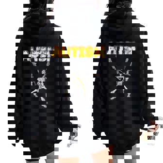 Meme Esqueleto Autismo Cuello Women Oversized Hoodie Back Print - Regaloses