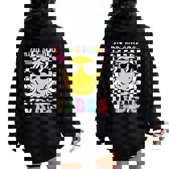 Middle School Vibes Back To School Middle School Teacher Women Oversized Hoodie Back Print - Thegiftio