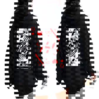 Modern Cool Queen Of Hearts Valentines Day Cool V-Day Women Oversized Hoodie Back Print - Thegiftio UK