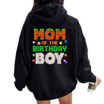 Mom Of The Birthday Boy Pixel Number Video Gamer Women Oversized Hoodie Back Print - Thegiftio UK