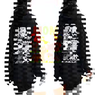 Mom Birthday Crew Barnyard Farm Animals Bday Party Women Oversized Hoodie Back Print - Monsterry
