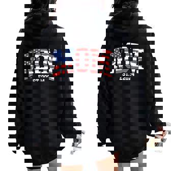 Mom Dad Us Flag 4Th Of July Wedding Couples Matching Women Oversized Hoodie Back Print - Thegiftio UK