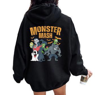Monster Mash Retro Halloween Monster Spooky Men Women Oversized Hoodie Back Print - Thegiftio UK