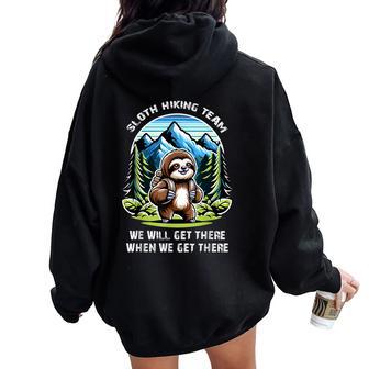 Mountain Sloth Hiking Team For Hiking Women Oversized Hoodie Back Print - Thegiftio UK