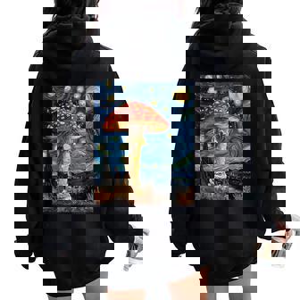 Mushroom Van Gogh Style Starry Night Women Oversized Hoodie Back Print | Mazezy