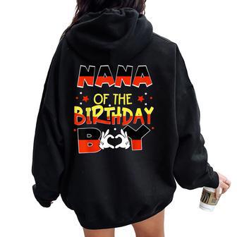 Nana Of The Birthday Boy Mouse Family Matching Women Oversized Hoodie Back Print - Thegiftio UK