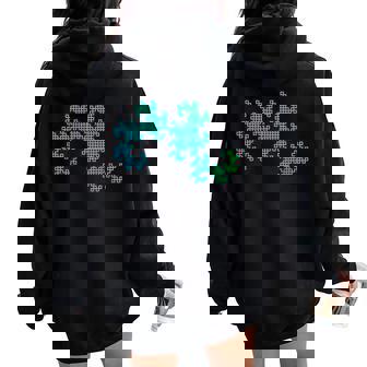 Nerdy Dragon Curve Fractal Geometría Profesor De Matemáticas Azulerde Cuello Women Oversized Hoodie Back Print - Regaloses