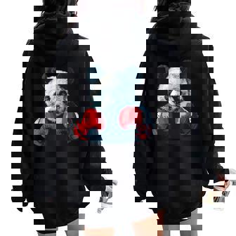 Nice Boxing Animal Costume With Boxing Gloves For Panda Fans Women Oversized Hoodie Back Print - Monsterry