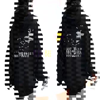 Non Binary Bee Divertente Regalo Non Binario Non Binario Felpa con cappuccio oversize da donna con stampa posteriore - Novitaregali
