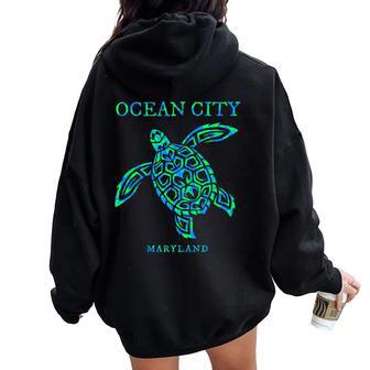 Ocean City Maryland Sea Turtle Souvenir Women Oversized Hoodie Back Print - Thegiftio UK