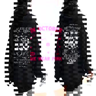 In October We Wear Pink Cna Life Nurse Breast Cancer Women Oversized Hoodie Back Print | Seseable CA