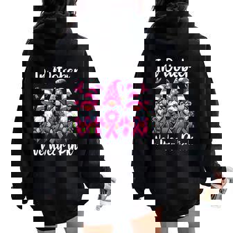 In October We Wear Pink Ribbon Gnomes Breast Cancer Women Oversized Hoodie Back Print - Thegiftio UK