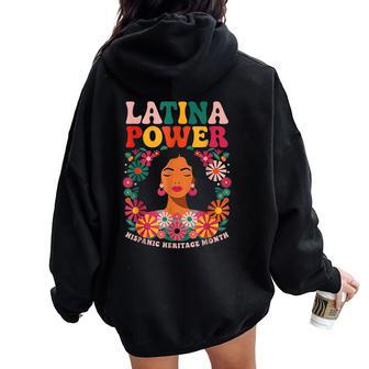 Hispanic Heritage Month Latina Power Flowers Women Oversized Hoodie Back Print - Thegiftio UK