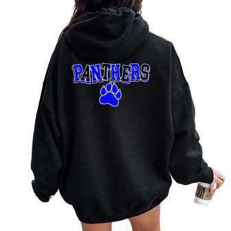 Panthers School Spirit Blue Black Team Spirit Womens Women Oversized Hoodie Back Print - Thegiftio UK