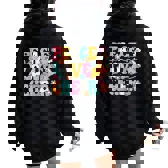 Peace Love Cheer Cheerleader Cheerleading Girls Ns Women Oversized Hoodie Back Print - Thegiftio UK
