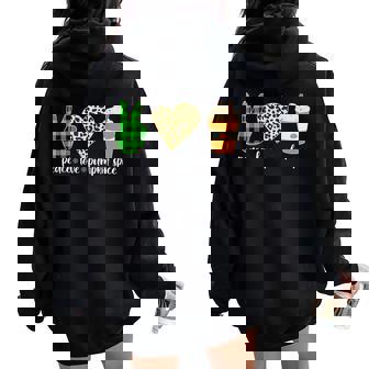 Peace Love Pumpkin Spice Fall Season Thanksgiving Tradition Women Oversized Hoodie Back Print - Monsterry