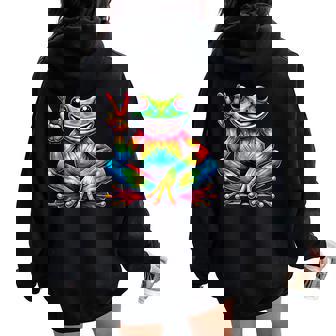 Peace Sign Frog Hippie Tie-Dye Men Women Oversized Hoodie Back Print - Thegiftio UK