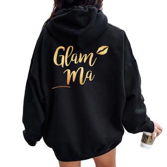 Perfect Glam-Ma Glamma Granny Grandma Gold Kiss Present Women Oversized Hoodie Back Print - Thegiftio UK