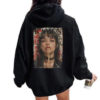 Pin-Up Girl Ramen Noodle Anime Manga Asian Ramen Women Oversized Hoodie Back Print - Thegiftio UK