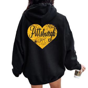 Pittsburgh Heart Women Oversized Hoodie Back Print - Thegiftio UK
