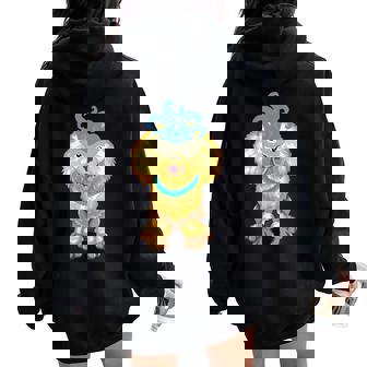 Poodle Dog New Orleans Mardi Gras Parade Celebration Women Oversized Hoodie Back Print - Monsterry