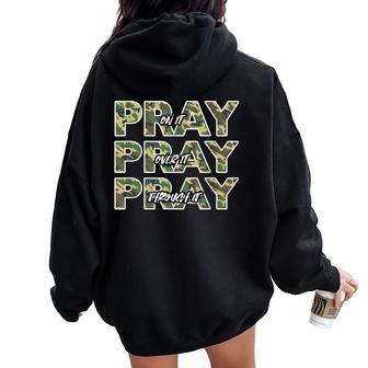 Pray On It Camo Prayer Christian Quote Women Oversized Hoodie Back Print - Thegiftio UK