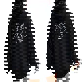 Promoted To Mama 2025 Pregnancy Floral New Mom Est 2025 Women Oversized Hoodie Back Print - Thegiftio