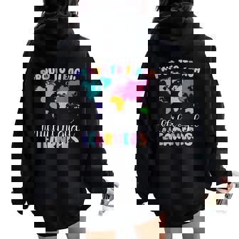 Proud To Teach Multilingual Learner Esl English Teacher Women Oversized Hoodie Back Print - Thegiftio UK