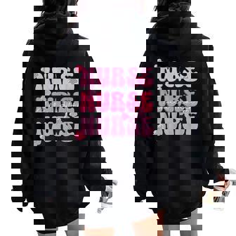 Public Health Nurse Groovy Healthcare Worker Nursing Women Oversized Hoodie Back Print - Monsterry