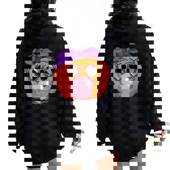 Pumpkin Bubblegum Lazy Halloween Costume Cute Jack O Lantern Women Oversized Hoodie Back Print - Monsterry