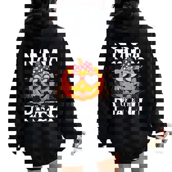 Pumpkin Nana Of The Patch Family Halloween Costume Women Oversized Hoodie Back Print - Monsterry