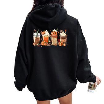 Pumpkin Spice Latte Fall Coffee Pumpkin SpiceThanksgiving Women Oversized Hoodie Back Print - Thegiftio UK