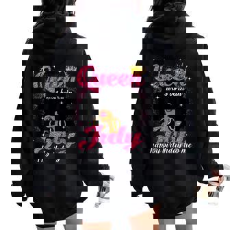 A Queen Was Born In July Birthday Afro Girl Black Woman Women Oversized Hoodie Back Print - Thegiftio UK