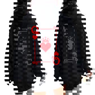 Queen Hearts Card Costume Playing Cards Queen Of Hearts Women Oversized Hoodie Back Print - Thegiftio UK