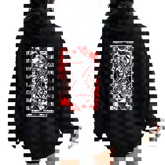 Queen Of Hearts Girls Casino Blackjack Poker Women Oversized Hoodie Back Print - Thegiftio UK