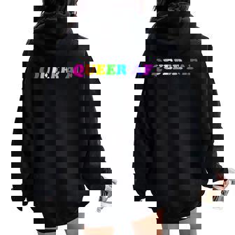 Queer Af Lgbtq Gay Pride Parade In Rainbow Women Oversized Hoodie Back Print - Monsterry