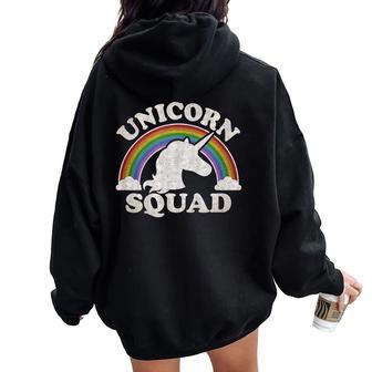 Rainbow Clouds Retro Vintage Style Unicorn Squad Women Oversized Hoodie Back Print - Thegiftio UK