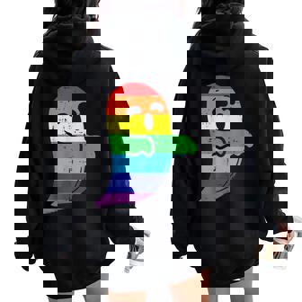 Rainbow Ghost Lgbt Gay Pride Lesbian Halloween Costume Women Oversized Hoodie Back Print - Thegiftio UK
