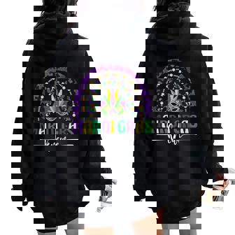 Rainbow Leopard Mardi Gras Krewe New Orleans Fleur De Lis Women Oversized Hoodie Back Print - Monsterry