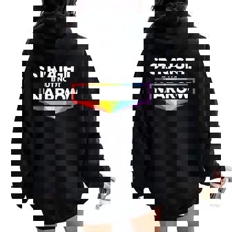 Rainbow Pride Month Lgbtq Ally Straight But Not Narrow Women Oversized Hoodie Back Print - Thegiftio UK
