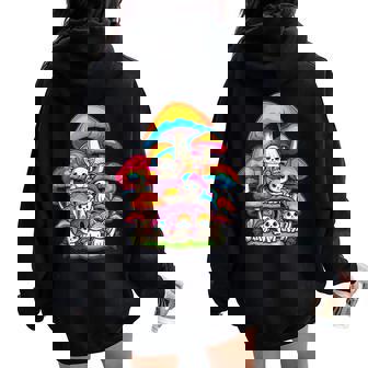 Rainbow Rave Cats Trippy Psychedelic Felpa con cappuccio oversize da donna con stampa posteriore - Novitaregali