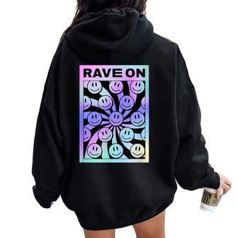 Rave On Social Media Emoticon Sarcastic Smile Faces Graphic Women Oversized Hoodie Back Print - Thegiftio UK