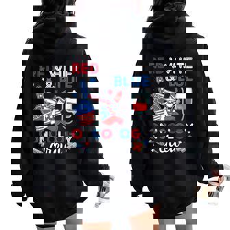 Red White And Blue Oncology Nurse Crew Patients 4Th July Day Women Oversized Hoodie Back Print | Mazezy