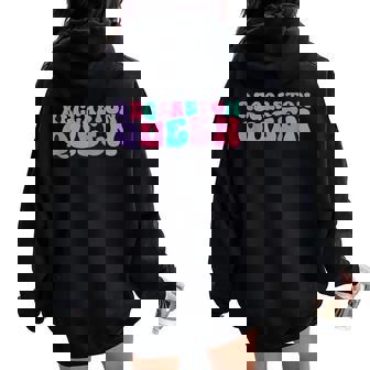 Reggaeton Queen Para Retrointage Ondulado Groovy Women Oversized Hoodie Back Print - Regaloses