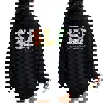 Retro Floral Slp Speech Language Pathologist Speech Therapy Women Oversized Hoodie Back Print | Mazezy