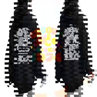 Retro Groovy Since 1974 Birthday 50 Years Old 50Th Birthday Women Oversized Hoodie Back Print - Seseable