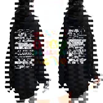 Retro Groovy Play Is Learning Kindergarten Teacher Daycare Women Oversized Hoodie Back Print | Mazezy